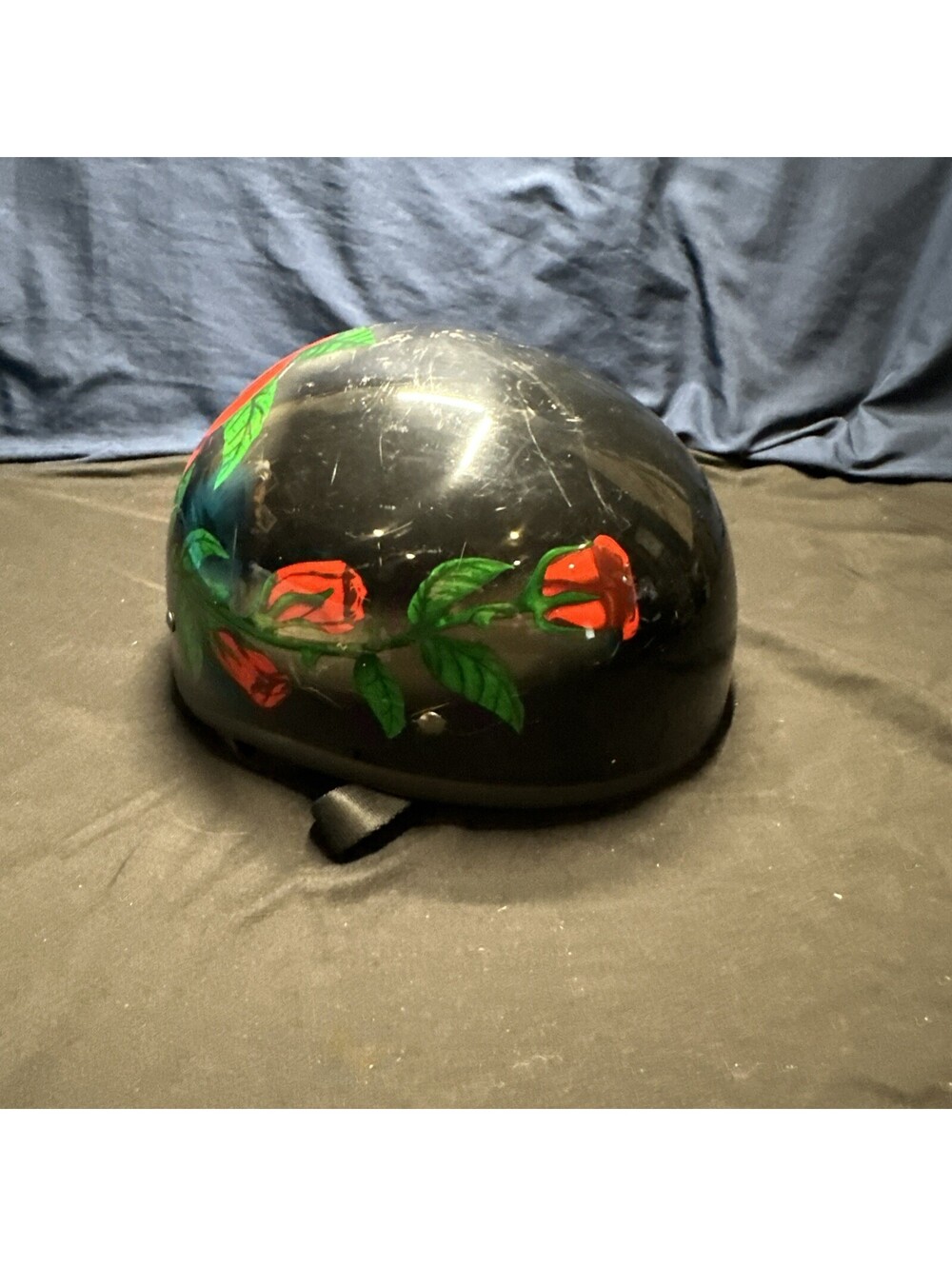 M vega black ladys rose motorcycle half helmet